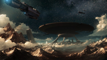Картинка видео+игры endless+space арт endless space auriga планета корабли скалы остов звезды