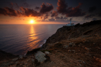 Картинка природа маяки побережье закат маяк