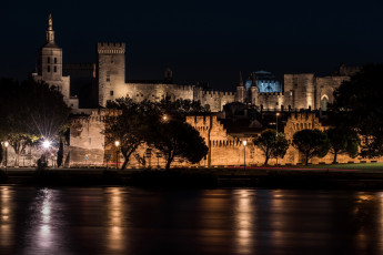 Картинка франция города -+дворцы +замки +крепости ночь освещение деревья фонари здание водоем