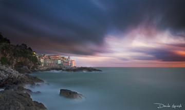 Картинка природа побережье закат небо берег пейзаж море италия
