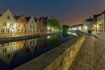 Картинка города брюгге+ бельгия огни вечер брюгге