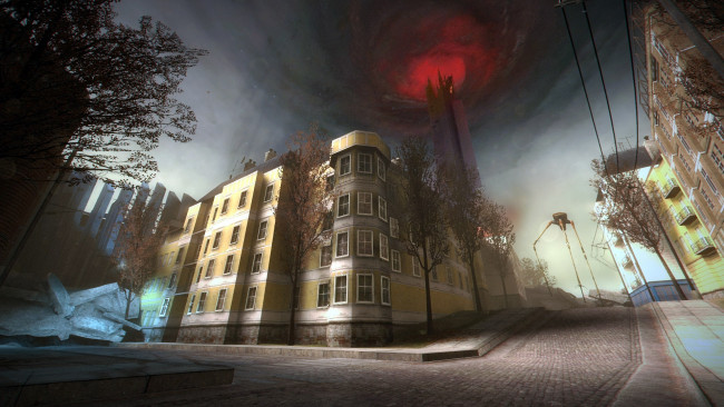 Обои картинки фото видео игры, half-life 2, город, улица, свечение