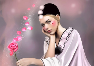 Картинка фэнтези девушки девушка шапочка цветок