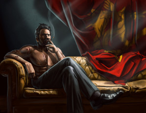 Картинка рисованные люди мужчина сигарета диван