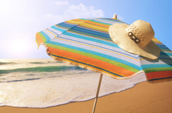 обоя разное, сумки,  кошельки,  зонты, пляж, море, шляпа, зонт
