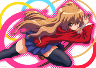 обоя аниме, toradora, фон, взгляд, девушка