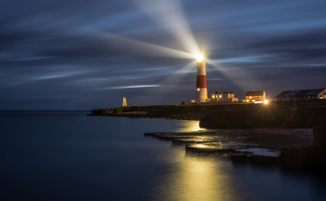 Картинка природа маяки ночь маяк море