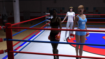Картинка 3д+графика спорт+ sport бокс ринг взгляд фон девушки