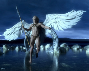Картинка 3д+графика ангел+ angel фон мужчина взгляд