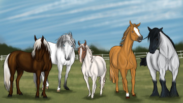 обоя векторная графика, животные , animals, фон, лошади