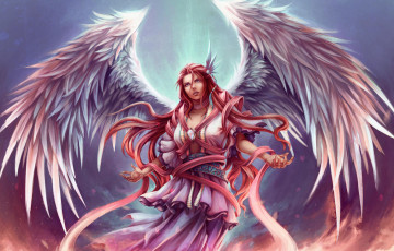 Картинка фэнтези ангелы девушка фон крылья
