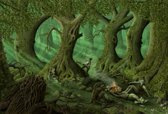 Картинка 3д графика fantasy фантазия леший костер