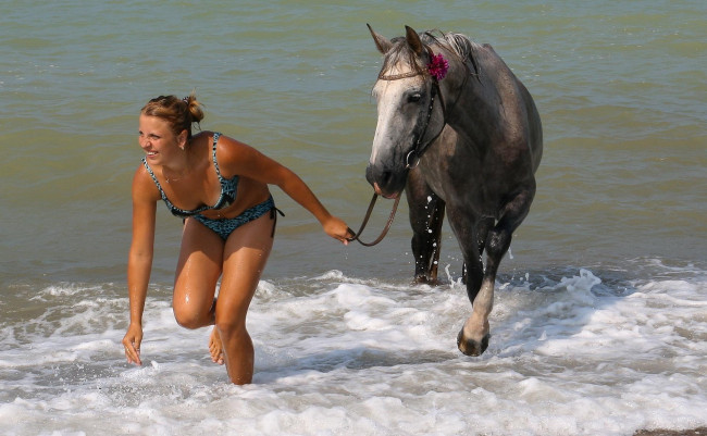Обои картинки фото _Unsort -НЕ ВЫБИРАТЬ  , девушки, , не, выбирать, море, девушка, конь, лето