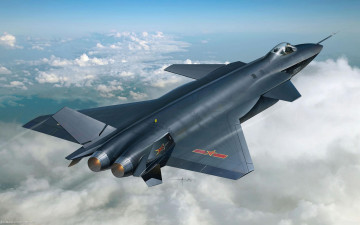 Картинка 20 pla stealth fighter авиация 3д рисованые graphic истребитель полет