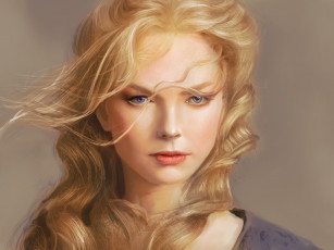 Картинка рисованные люди лицо девушка локоны ветер