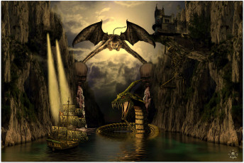 Картинка на странных берегах фэнтези драконы дракон