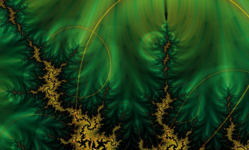 Картинка 3д графика fractal фракталы тёмно-зеленый фон круги линии