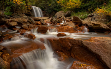 Картинка природа водопады west virginia водопад река блэкуотер западная виргиния blackwater river douglas falls осень камни дуглас