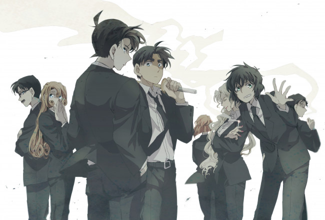 Обои картинки фото аниме, detective conan,  magic kaito, персонажи