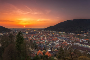 Картинка heidelberg города -+панорамы рассвет