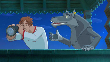 Картинка мультфильмы иван+царевич+и+серый+волк+2 парень волк подзорная труба