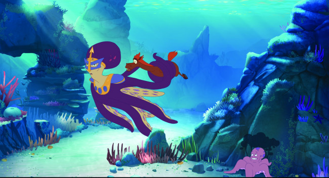 Обои картинки фото мультфильмы, три богатыря и морской царь, мультик, осминог, морские, глубины