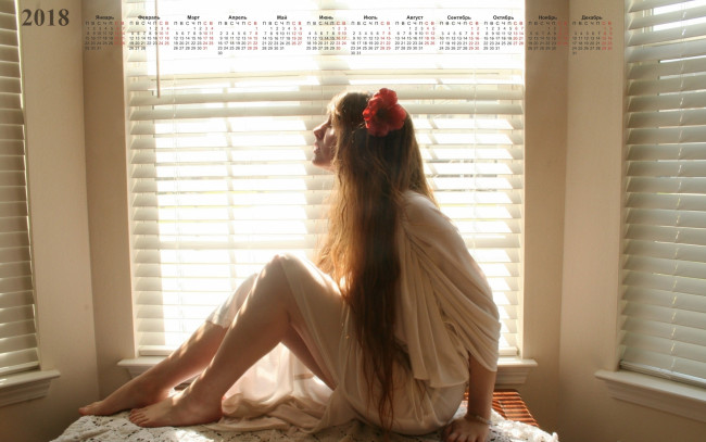 Обои картинки фото календари, девушки, окно, профиль