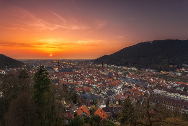 Обои картинки фото heidelberg, города, - панорамы, рассвет