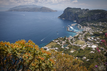 Картинка города -+панорамы италия кампания анакапри бухта море горы остров