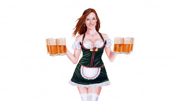 Картинка рисованное люди девушка фон взгляд улыбка пиво