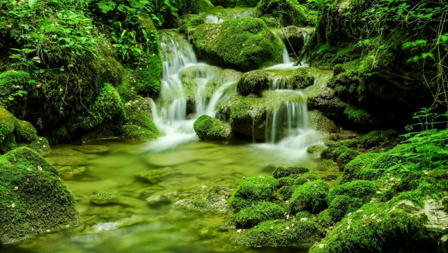Обои картинки фото природа, водопады, ручей, камни