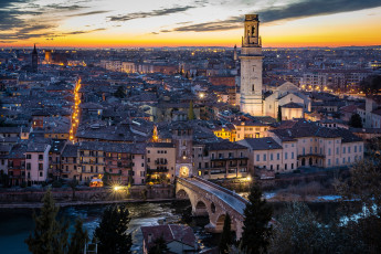 Картинка verona+sunset города верона+ италия простор