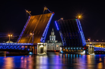 Картинка города санкт-петербург +петергоф+ россия огни ночь saint petersburg мост