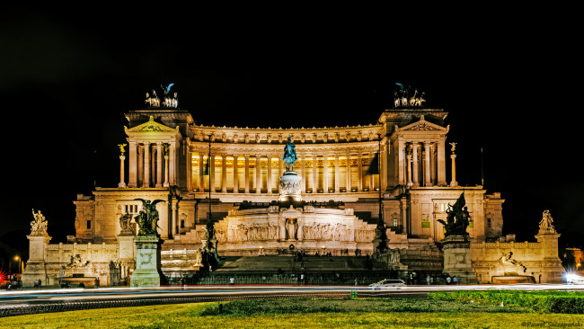 Обои картинки фото rome,  italy,  altare della patria, города, рим,  ватикан , италия, дворец, огни, ночь