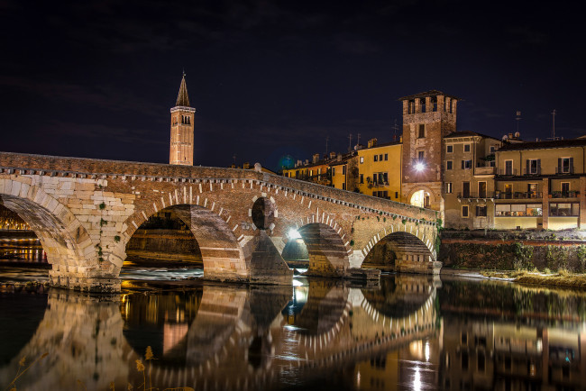 Обои картинки фото verona ponte di pietra, города, верона , италия, простор