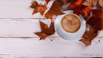 Картинка еда кофе +кофейные+зёрна осень листья
