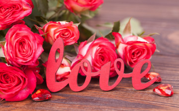Картинка праздничные день+святого+валентина +сердечки +любовь сердечки розы надпись