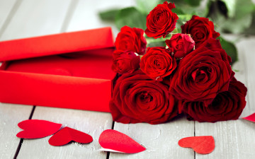 Картинка праздничные день+святого+валентина +сердечки +любовь розы подарок сердечки