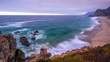 Картинка природа побережье скалы берег море волны