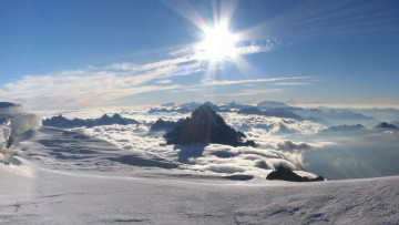 Картинка природа горы облака снег небо