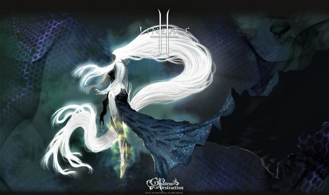Обои картинки фото видео игры, lineage ii,  goddess of destruction, девушка, волосы, шлейф