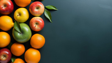 Картинка еда фрукты +ягоды яблоки апельсины лимон