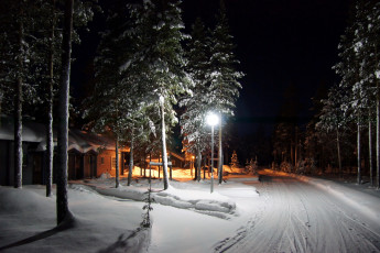 обоя финляндия, лапландия, природа, зима, ночь, снег