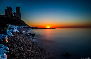 Картинка природа восходы закаты море закат побережье развалины пейзаж камни