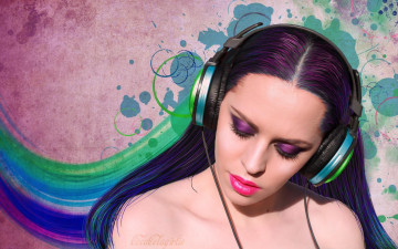 Картинка -Unsort+Креатив любительница музыки девушки unsort креатив макияж наушники