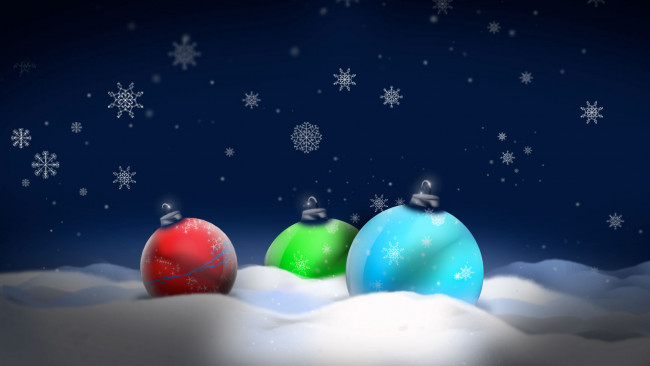 Обои картинки фото праздничные, векторная, графика, новый, год, шары, снег