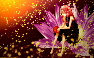 Картинка аниме guilty+crown yuzuriha inori платье девушка вода цветок заколка cilou искры клубок