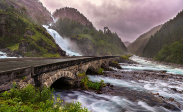 Картинка природа реки озера мост река горы