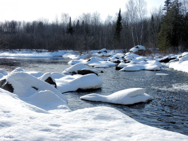 Обои картинки фото природа, зима, река, снег, сугробы