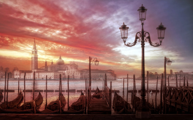 Обои картинки фото города, венеция , италия, город, венеция, закат